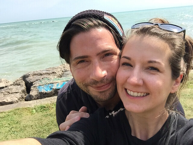 Jared Choate and his wife, Kelly, at the start of their trip in Kenosha. (Submitted photo)