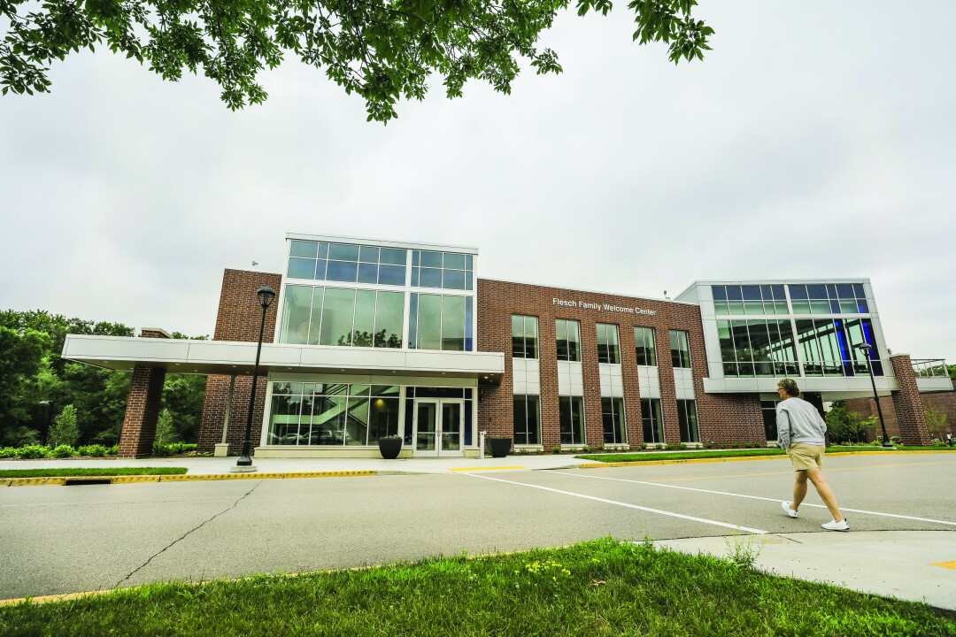 WELCOME TO CAMPUS. The $5.5 million Flesch Family Welcome Center finally reached completion in early July, giving visitors a more luxurious starting place when visiting campus.