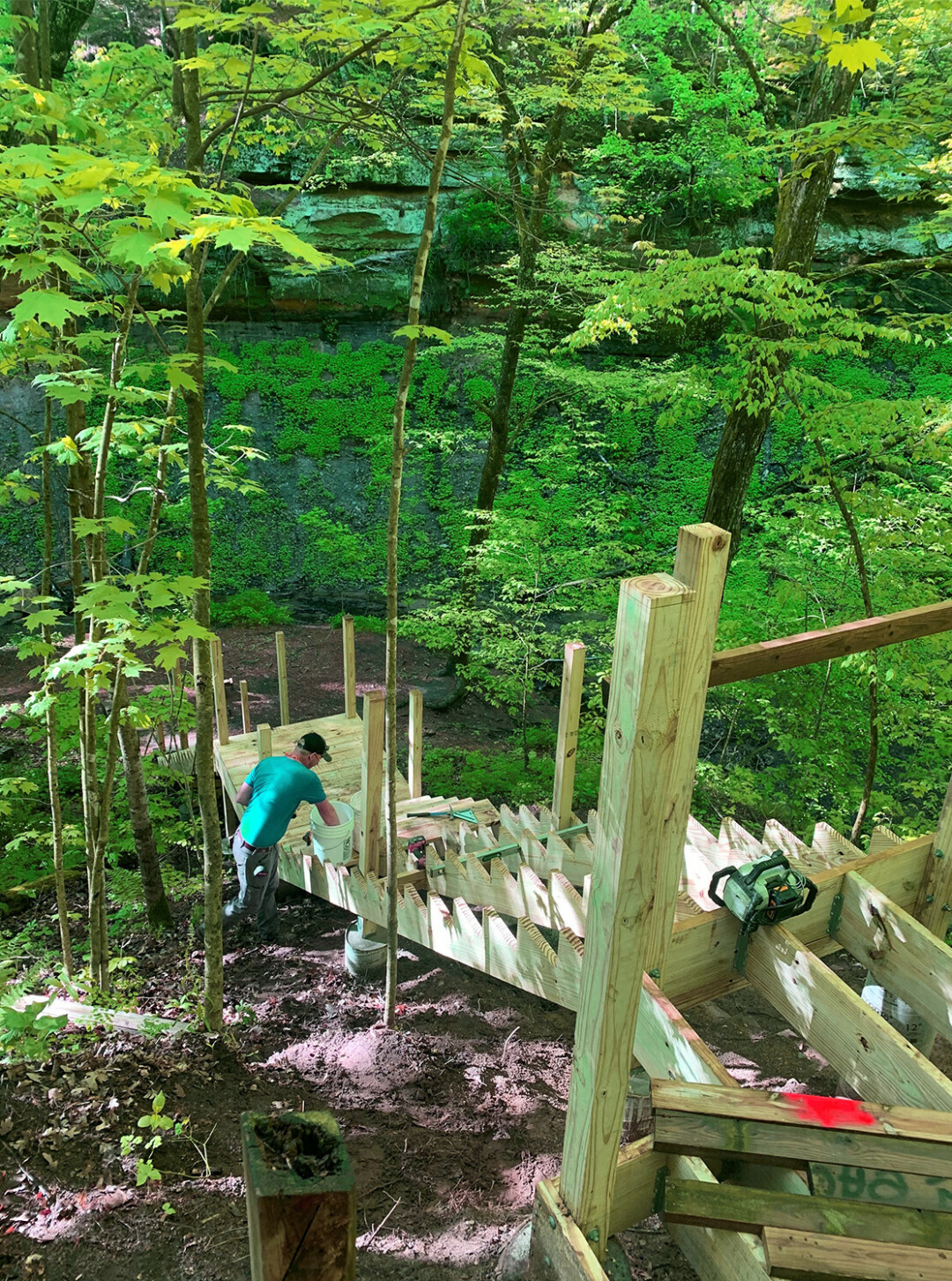 STEP BY STEP. Construction began just this spring on the Devil's Punchbowl staircase, which was originally placed in 2000.