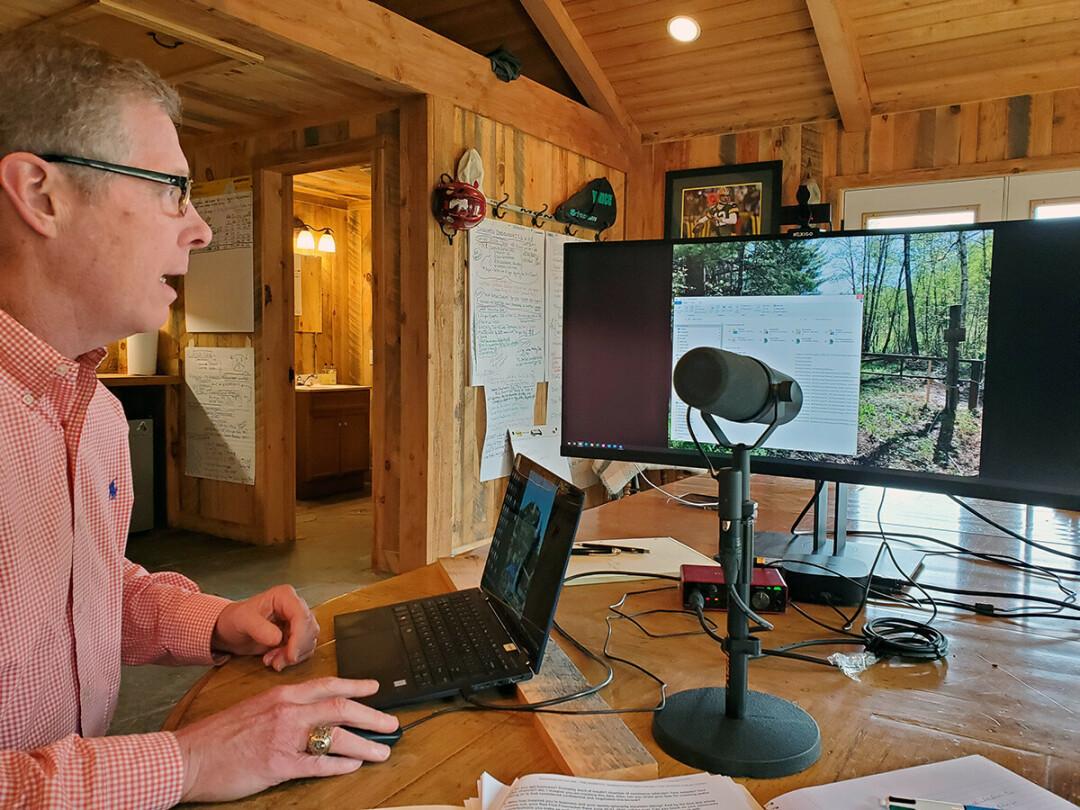 Paul Ayres in his office/podcasting studio. (Photo by Barbara Arnold)