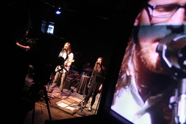 The band Softly Dear performed during a recording of the Sue Orfield Show at the former Community Television studio in Banbury Place. The merger of Converge Radio and Valley Media Works (a.k.a. Community Television) could lead to more such multimedia music collaboration. (Photo by Andrea Paulseth)