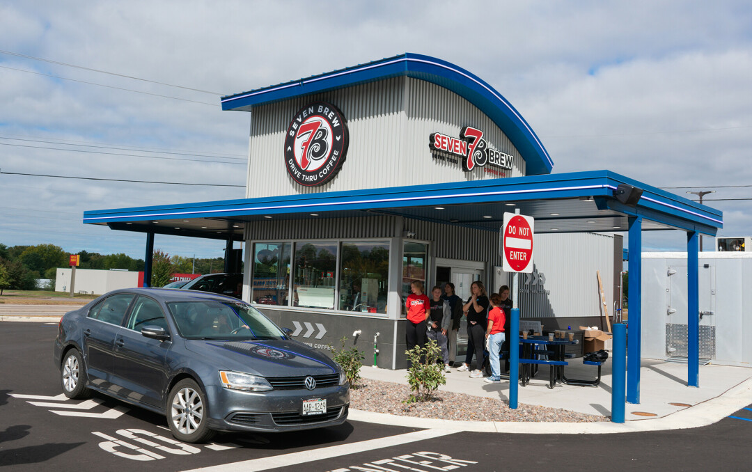 BUSY BREWING. The new 7 Brew coffee joint in Eau Claire is only the second in the state, franchisees Jonathan Lippincott and Kayla Smith aiming to spread kindness and serve up great drinks.