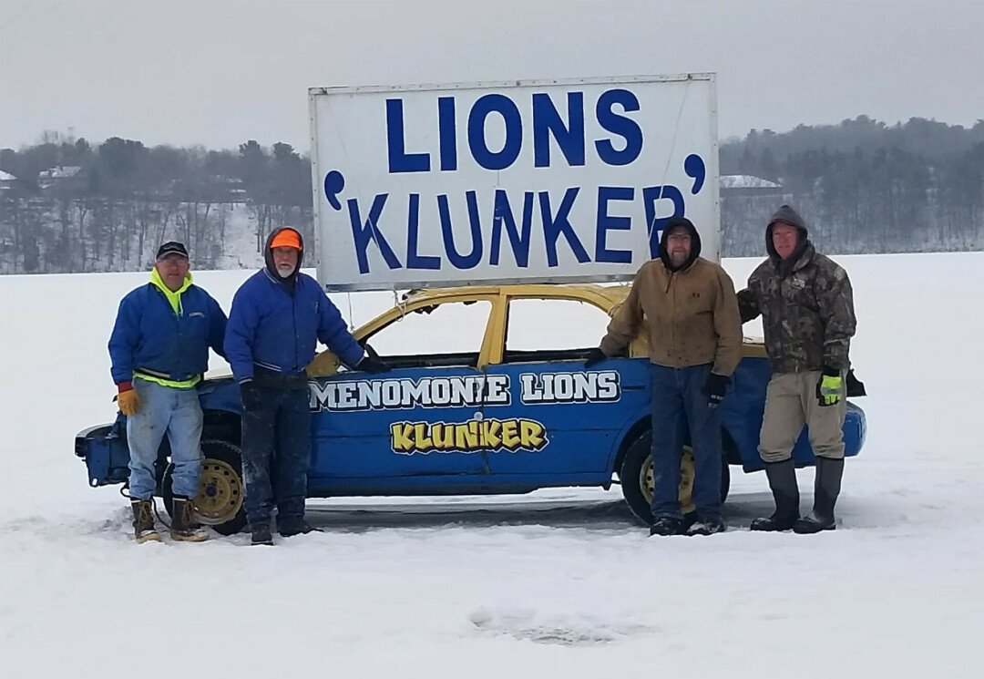 KLUNKER NO MORE, FOR NOW. The longtime 'car on the ice' tradition in Menomonie was put on hold this year due to unseasonably warm weather. (Submitted photos)