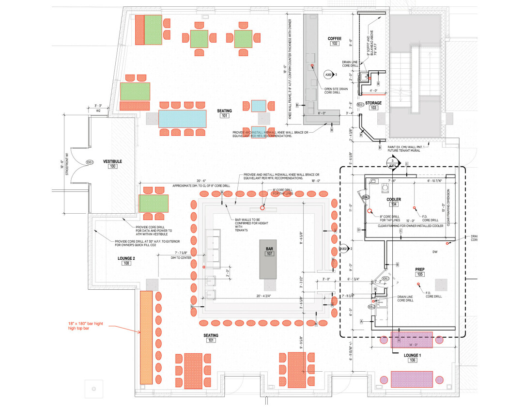 There will roughly 90 seats in the 3,145-square-foot cafe and taproom. (Submitted floor plan)