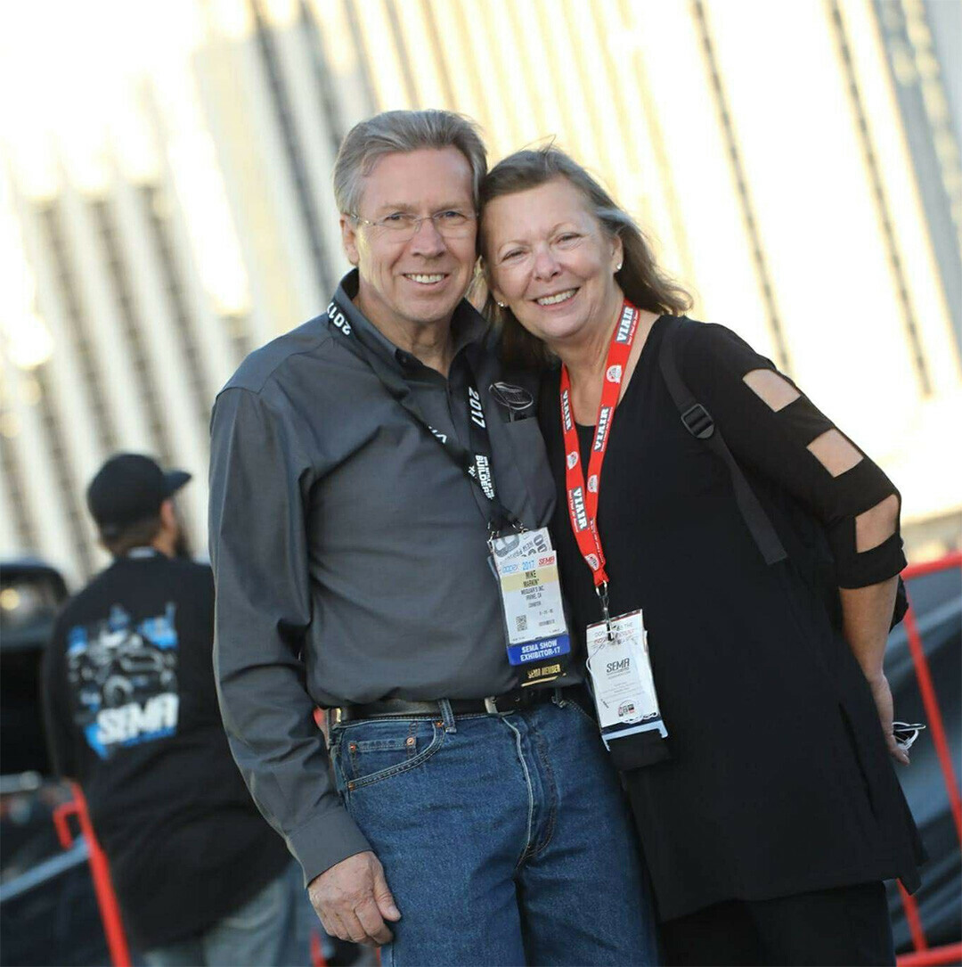 Auto enthusiasts (and museum founders) Mike, left, and Pat Markin.