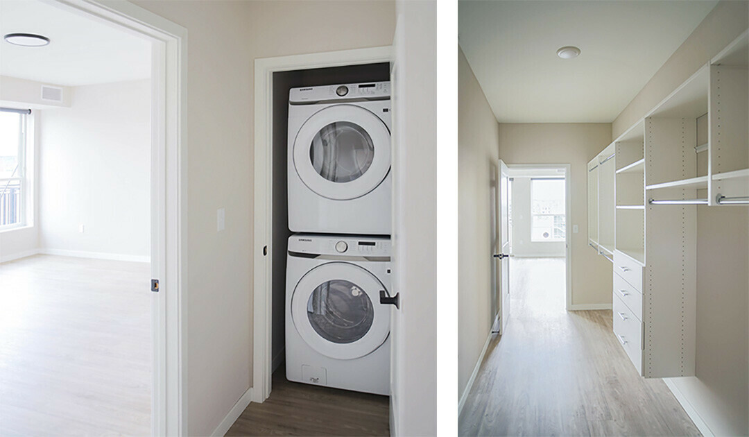 every unit includes a full-size front-load washer and dryer.