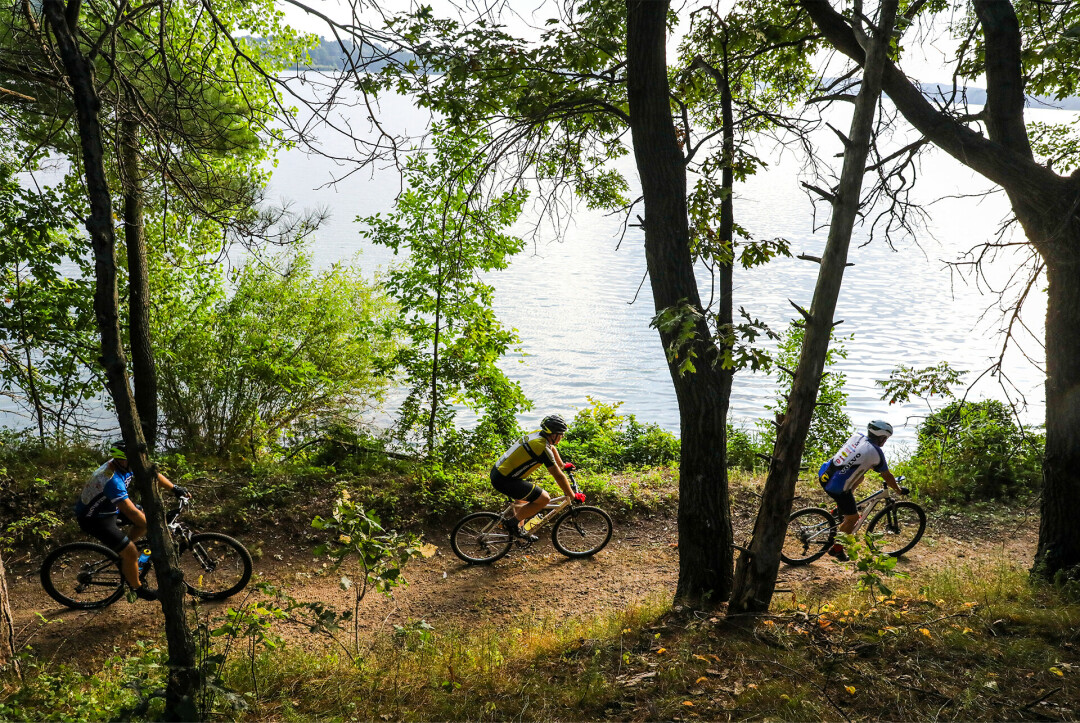 REC-N-ROLL. A recently completed half-mile extension to the Menomonie Recreation Trail brings the city's off-street rec trails total to 15 miles. (Photo taken along Lake Menomin)