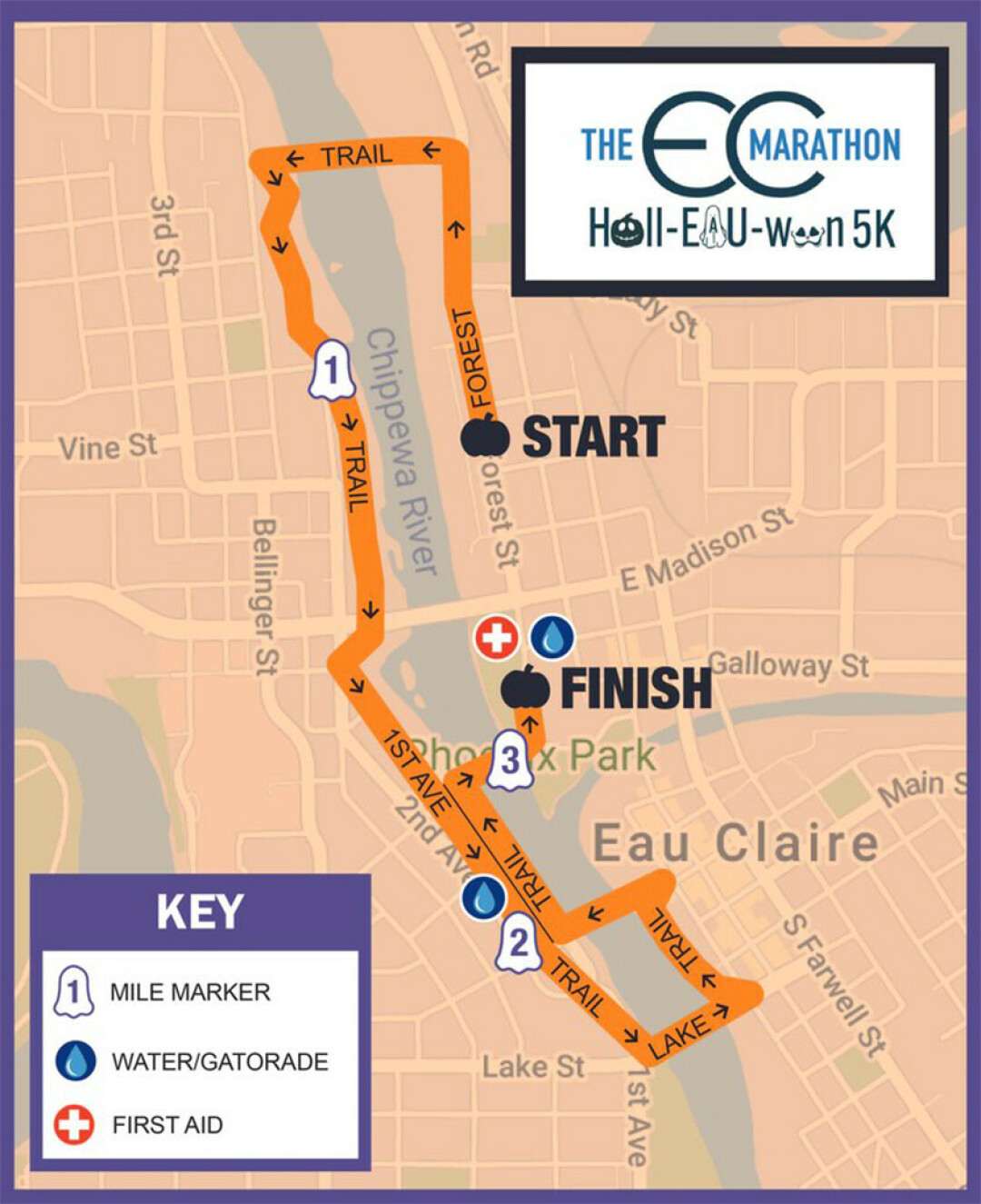 October 5K will follow Eau Claire Marathon's traditional 5K route in downtown Eau Claire.