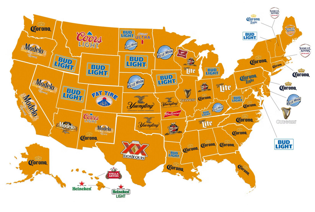 GOOGLE IT. Of the top beer producers, every state has its favorite. In Wisconsin, folks are most often on the hunt for Miller beer. (Graphic via innerbody)