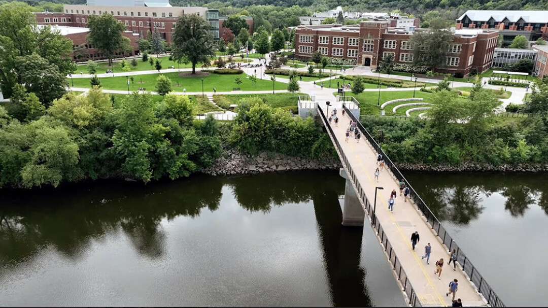 An aerial view of the UW-Eau Claire campus from a new episode of Discover Wisconsin. (Submitted image)