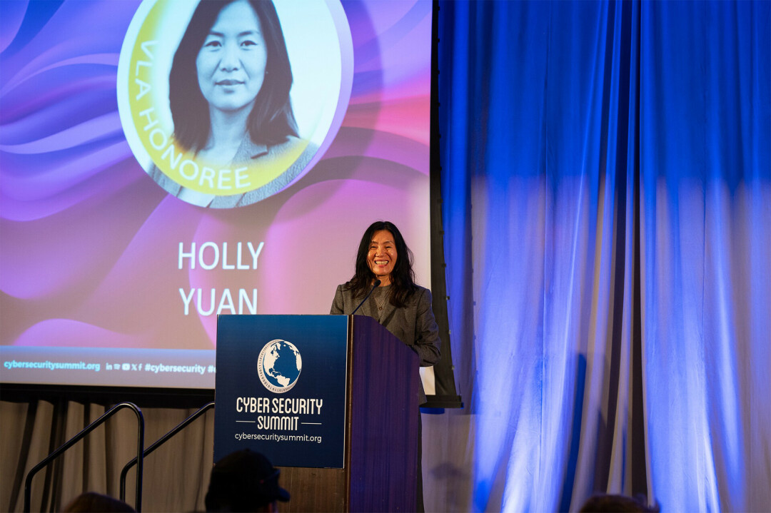 RIGHTFULLY RECOGNIZED. Dr. Holly Yuan, professor and program director at UW-Stout, was awarded at the annual Cyber Security Summit in October.