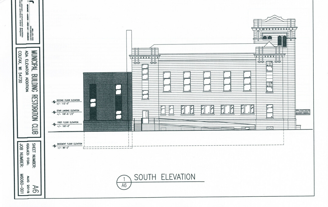 Municipal Building renovation floor plans featuring ADA elevator addition. (See more floor plan images online)