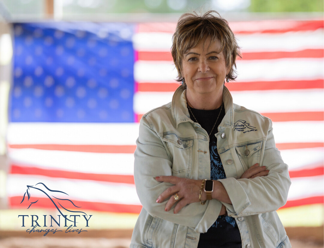 SPANNING COMMUNITIES. Trinity Equestrian Center, a local Eau Claire nonprofit, has served the community in a variety of ways for over 20 years. It is perhaps best known, today, for its efforts to support veterans. (Toni Mattson, pictured, co-founded Trinity. Submitted photo)