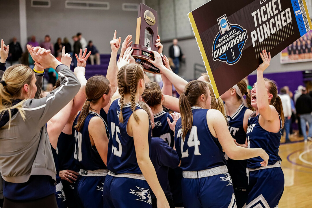 UW-Stout's women's basketball team, pictured, had a title-winning year last season. (Photo via UW-Stout)
