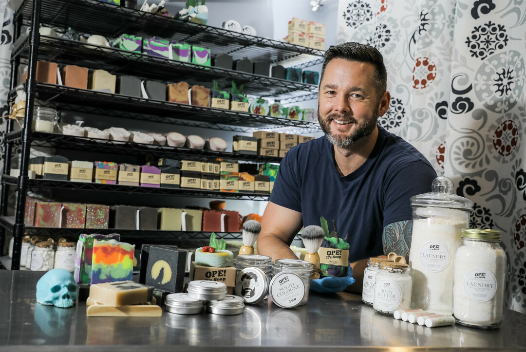 Tony Leidl, pictured, is the founder of Ope! It's Soap. The business will continue through wholesale and online but will no longer have a storefront.