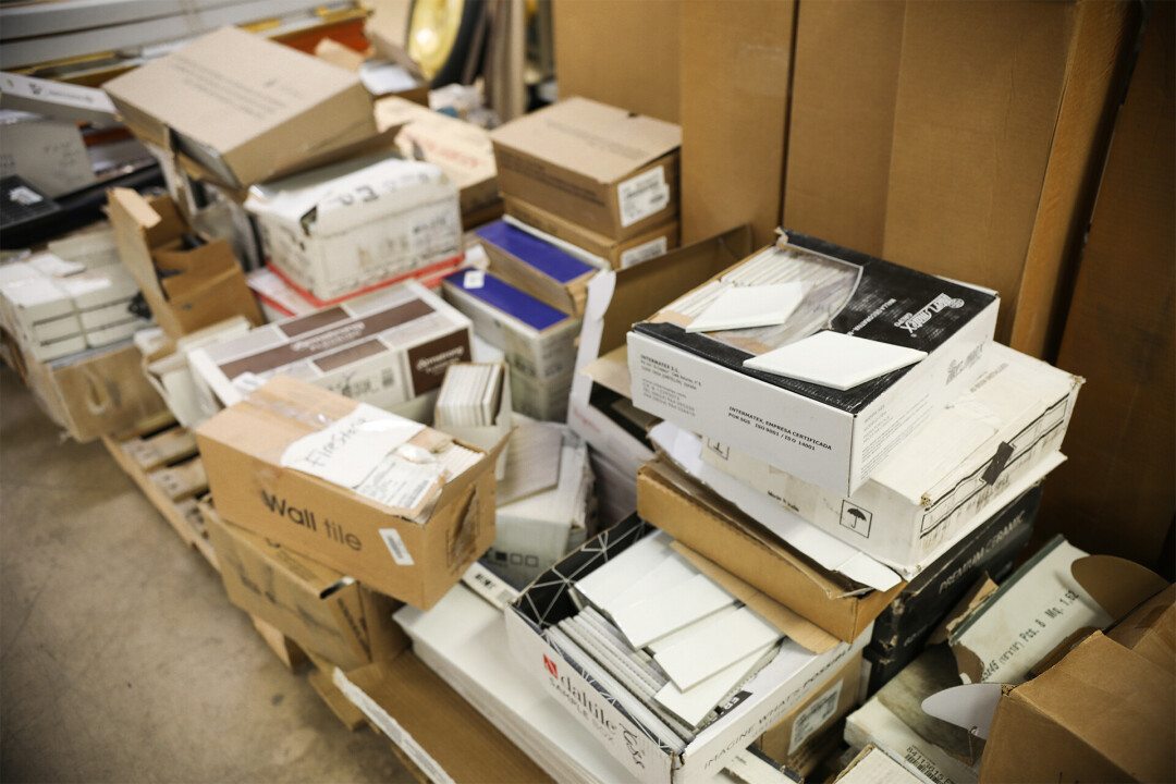 Tools and supplies including flooring and tiles, vanities and sinks, nails and screws, doors, windows and more can be found at the ReStore.