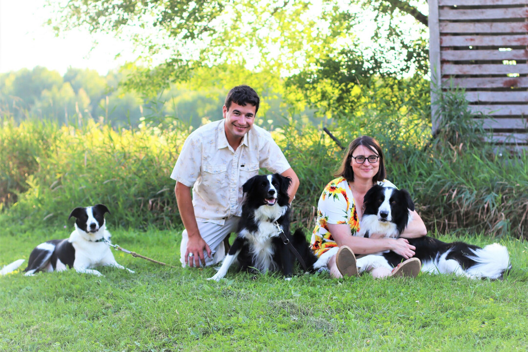 Kevin Hite (left) and arah Bergstrom (right), the co-owners of Firefly Hill Flower Farm in Bloomer. <em>(Submitted photo)</em><br>