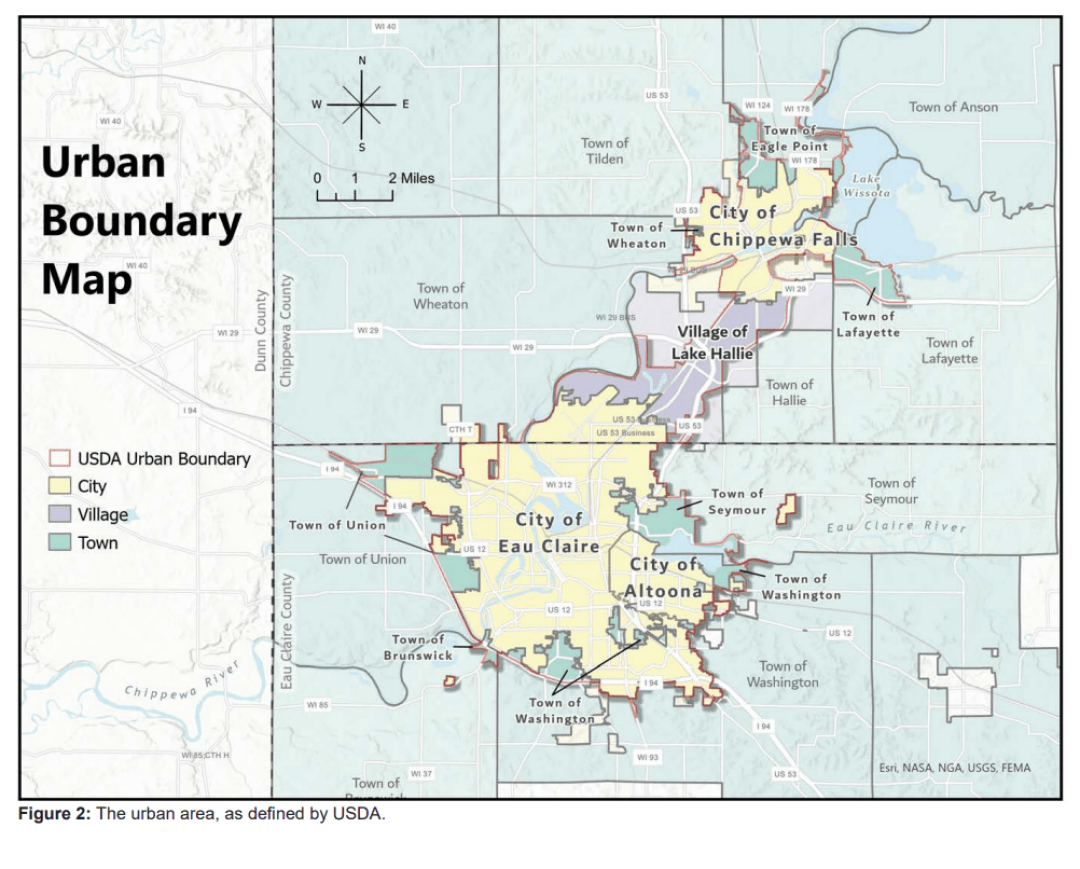 The "urban" areas within the larger eight-county stretch are the focus of the supplemental urban plan. (Map via urban plan document)
